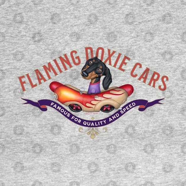 Flaming Dachshund Cars by Danny Gordon Art